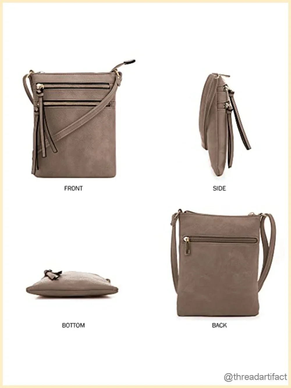 PU Leather Crossbody Bag with Multiple Pockets and Adjustable Strap